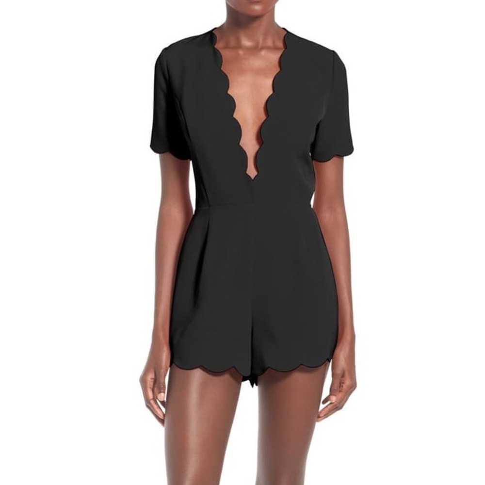 NWOT Black Scallop Romper